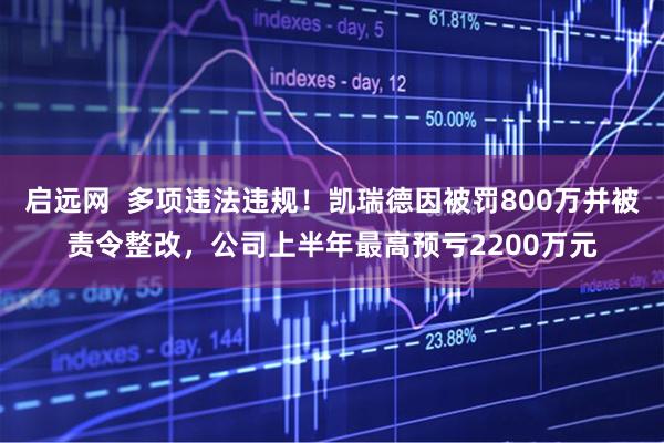 启远网  多项违法违规！凯瑞德因被罚800万并被责令整改，公司上半年最高预亏2200万元